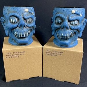 Lot Of 2 2022 Disney World Trader Sam's BLUE Zombie Head 4th Ed Tiki Mug